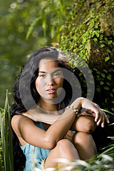 Portrait of beautiful young Pacific Islander woman photo