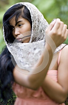 Portrait of beautiful young Pacific Islander woman