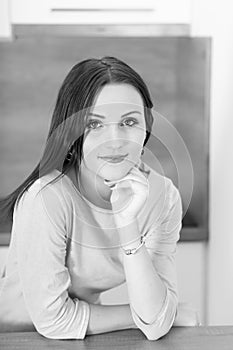 Portrait of a beautiful young smiling woman.