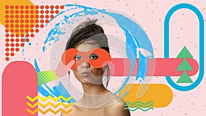 Portrait of a beautiful young woman with bright colorful painted design