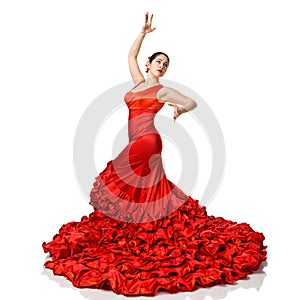 Portrait of beautiful young woman dancing flamenco photo