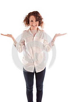 Portrait of a beautiful young woman posing in a studio