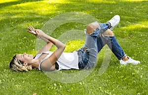 Portrait of a beautiful young woman using mobile phone