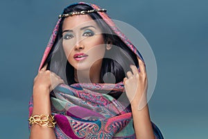 Portrait of a beauty arabian lady in a sensual bea