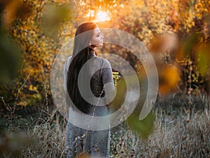 Portrait of beauty Romantic Girl Outdoors enjoying nature.