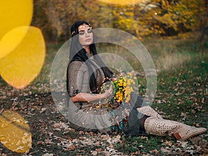 Portrait of beauty Romantic Girl Outdoors enjoying nature.