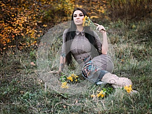 Portrait of beauty Romantic Girl Outdoors enjoying nature.