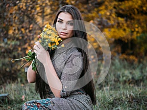 Portrait of beauty Romantic Girl Outdoors enjoying nature.