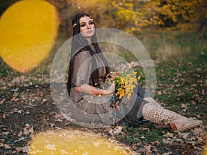 Portrait of beauty Romantic Girl Outdoors enjoying nature.