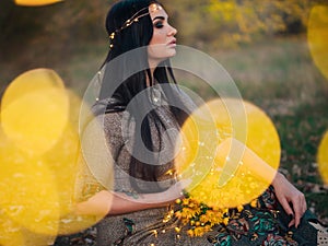 Portrait of beauty Romantic Girl Outdoors enjoying nature.