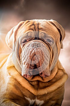 Portrait of a big dog perfect representative of the Bordeaux Great Dane breed