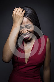 Portrait of a Black African American Woman Making a Mistake