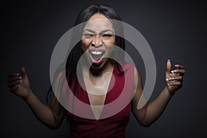 Portrait of a Black African American Woman Screaming