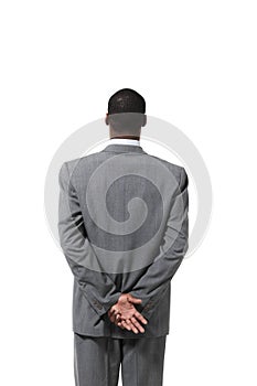 Portrait of black businessman, back view