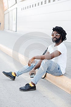 Portrait of a black handsome man outdoor