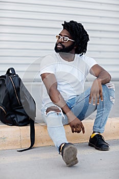 Portrait of a black handsome man outdoor