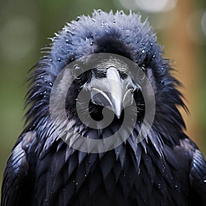 Portrait of a Black Raven (Corvus corax)