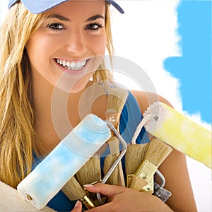 Portrait of blond girl smiling