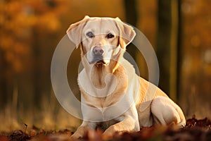 Portrait of a blond labrador retriever dog