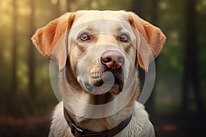 Portrait of a blond labrador retriever dog