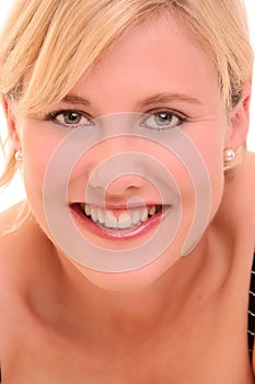 Portrait of a blond woman smiling