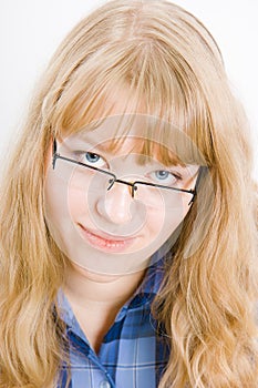 Portrait of blonde in glasses