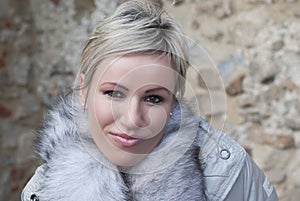 Portrait of a blonde woman close up