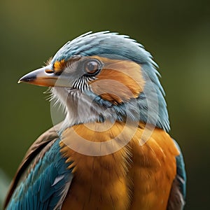 Portrait of a Blue-breasted Kingfisher bird (Halcyon leucophaeus)