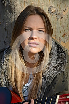 Portrait of blue eyed blonde girl