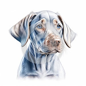 Portrait of a blue Weimaraner puppy, isolated on white background Generative AI Generative AI