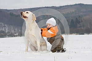 Portrait of boy with dog