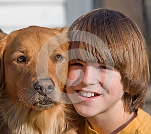 Portrait of Boy and Dog