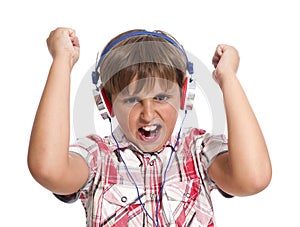 Portrait of boy with headphones