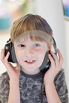 Portrait of a boy with headphones