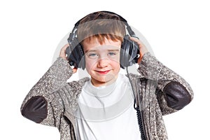 Portrait of boy listening to music