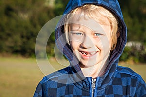 Portrait of boy with missing teeth