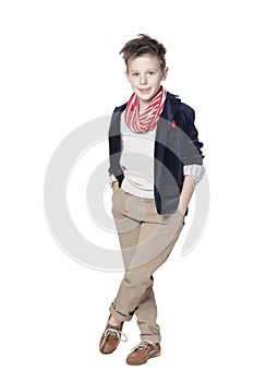 Portrait of boy posing isolated on white background