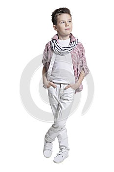 Portrait of boy posing isolated on white background