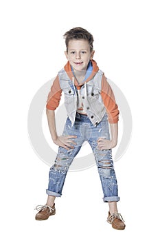 Portrait of boy posing isolated on white background