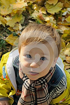 Portrait of a boy with a scarf around his neck