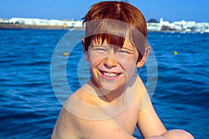 Portrait of a boy during seaside vacation holiday