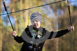 Portrait of a boy surmounting obstacles photo