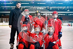 Portrait of boys players team ice hockey