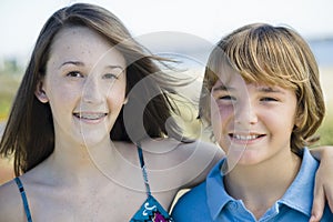 Portrait of Brother and Sister Outdoors