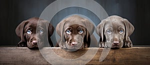 Portrait of a brown labrador puppy On a dark background