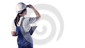 Portrait of a BUILDER on white isolation