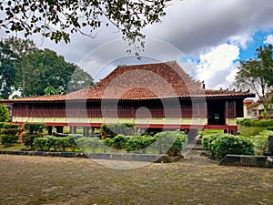 Portrait building traditional from Palembang-Indonesia, the name is Rumah Limas with unique architecture asian