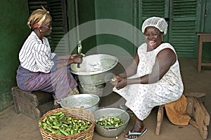 Portrait of burst of laughter Ghanaian cook