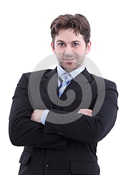 Portrait of a business man isolated on white background.