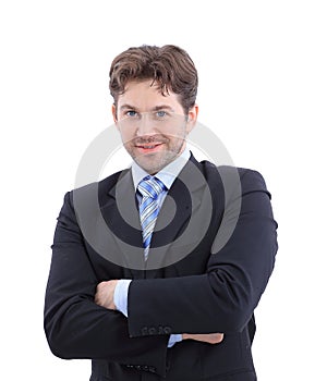 Portrait of a business man isolated on white background.